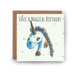 Einhorn Geburtstagskarte, Geburtstagskarte, Geburtstagskarten, Süßer Geburtstag, handgezeichnete Geburtstagskarte, personalisierte Karte, Magisches Einhorn