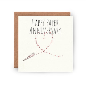 Alles Gute zum 1. Jahrestag Karte | Jubiläumspapier | Erste Hochzeitstag Karte | Papierflieger