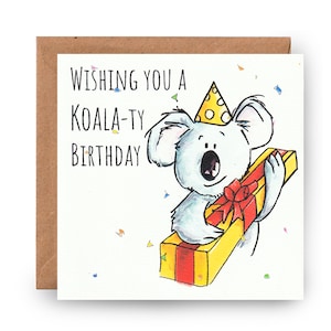 Koala Geburtstagskarte, Koala-ty Geburtstagskarte, illustrierte Koala Geburtstagskarte