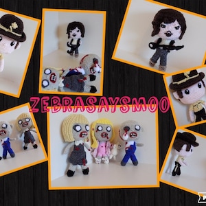 Digital download, Crochet zombie hunters, Zombies, The walking Dead Crochet pattern bundle, 5 in one, Halloween, Monsters, amigurumi plushie