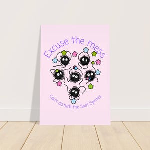Adorable Soot Sprite Poster - Whimsical Home Decor - Perfect Gift for Studio Ghibli Fans