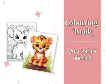 Safari Animals Colouring Book for Kids | Cute Jungle Animals | PDF Digital Download | Fun Colouring Worksheets for Toddlers & Preschool