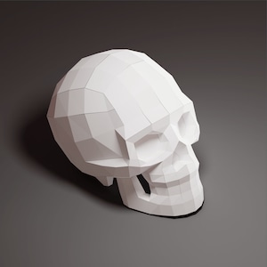 Human Skull Sculpture, Intricate Precision Papercraft Template | Low Poly, Paper Art, Digital Download, 3D, Origami, DIY, Printable PDF