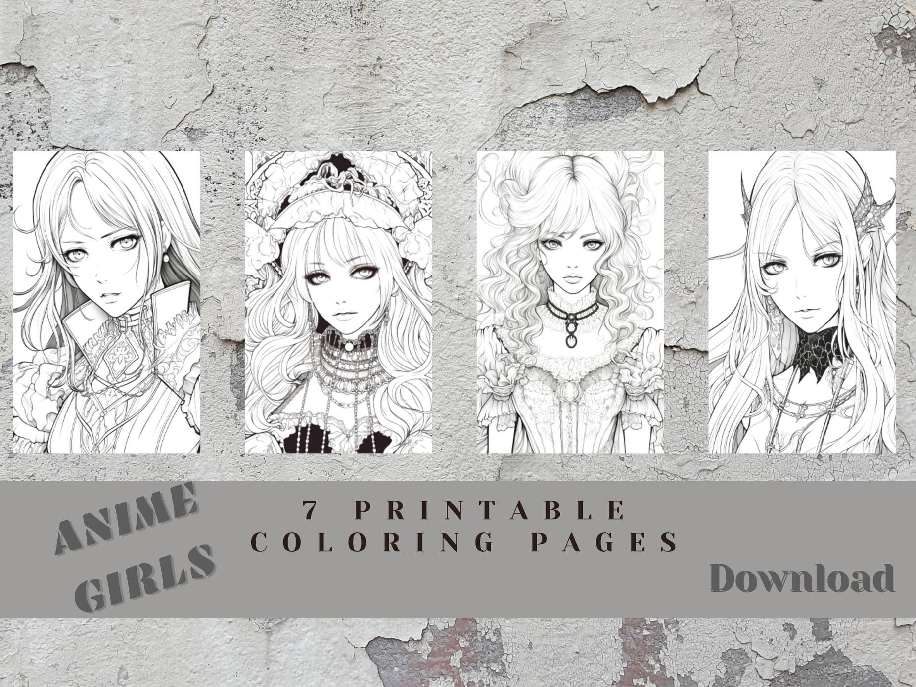 Set of 36 Anime Girl Coloring Pages Vol.1 Graphic by Fancy Bobi · Creative  Fabrica