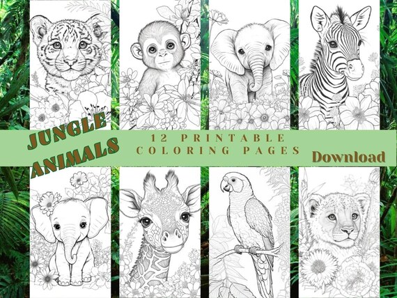Cute Baby Jungle Animal Coloring Pages