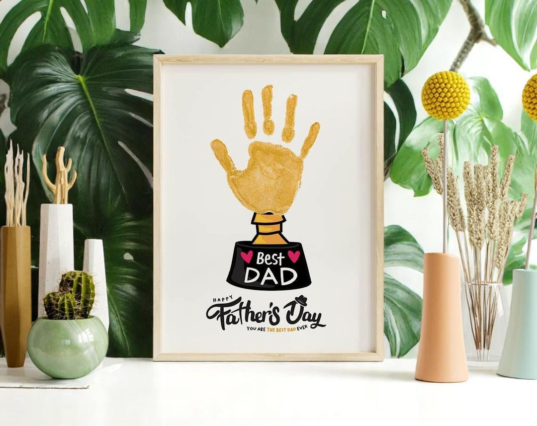 Father’s Day Trophy Handprint, Best Dad Printable Craft, Toddler ...