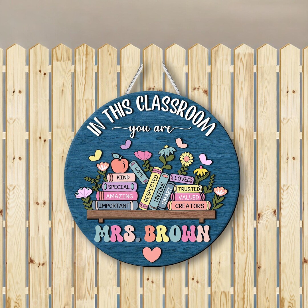 Personalized Classroom Sign – Custom Round Teacher Wall Decor With ...