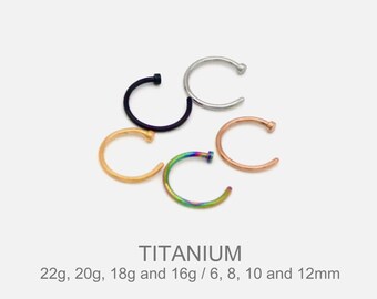 Titanium Open Nose Ring - 20G 18G 16G Nose Hoop - C Shape Flat End Nose Ring - Nose Ring Hoop - Nose Piercing - Nostrill Hoop