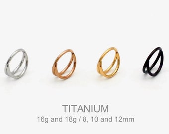 Doppel Hoop Nasenring - 18G / 16G Titan Nasenring - Nahtloser Scharnier Clicker - Septum Ring - Segmentring - Nasenring Hoop - Hoop Ohrring