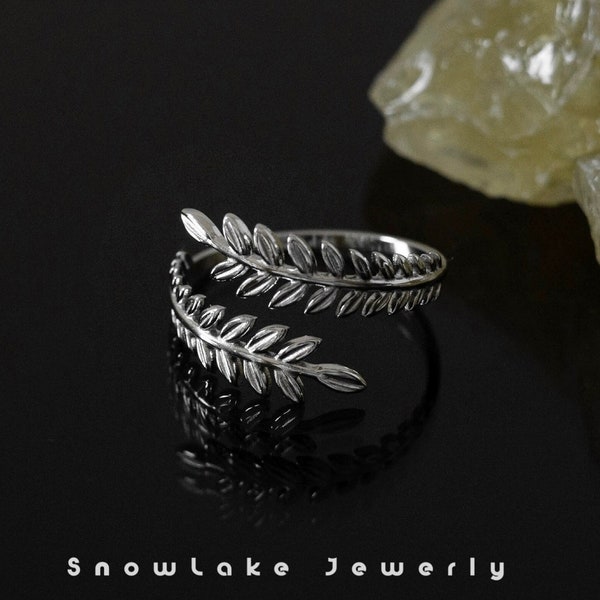 Leaf Stackable Ring - Dainty Stackable Ring - Silver Ring - Leaves Adjustable Ring - Leaf Open Ring - Minimalist Ring - Dainty Ring