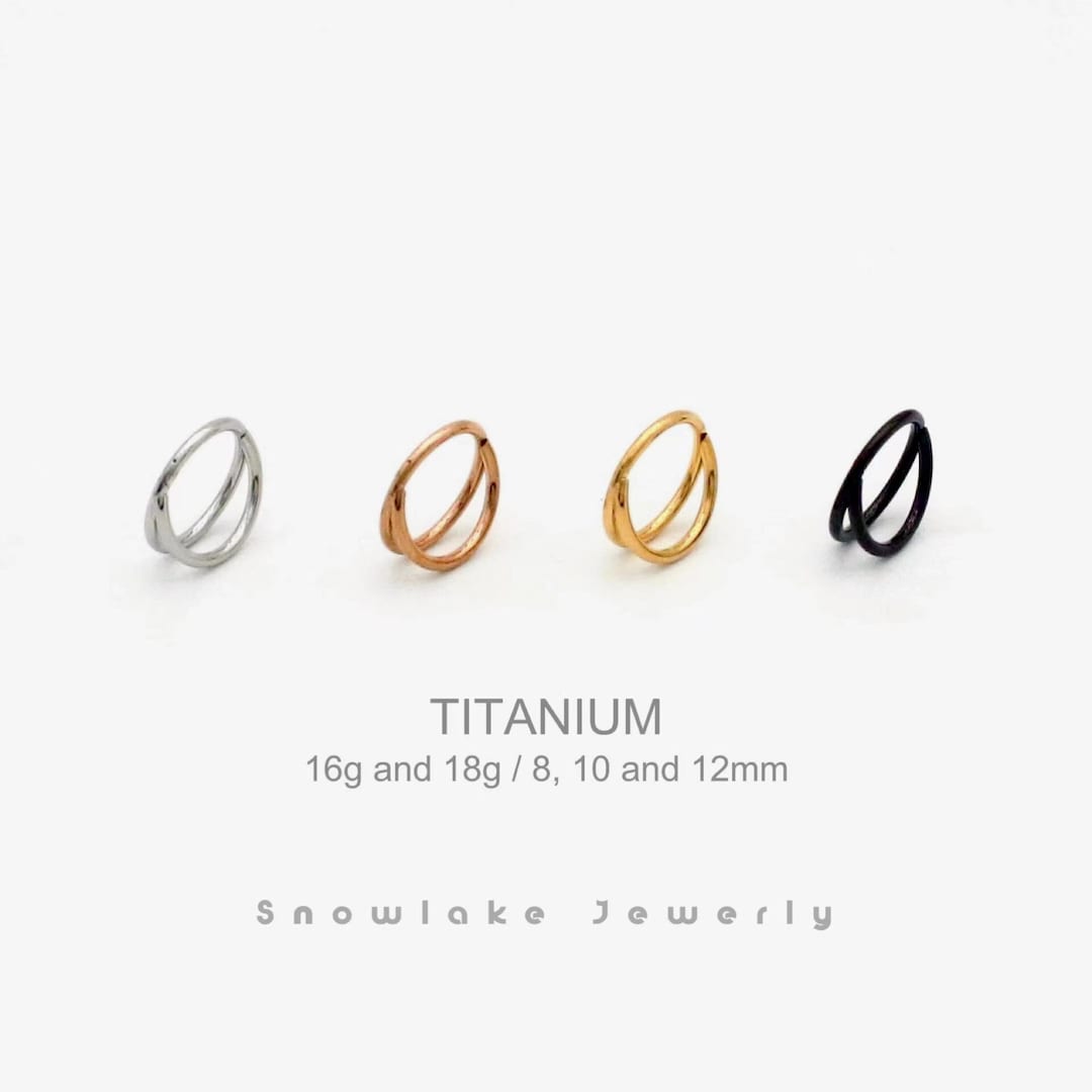 Double Hoop Nose Ring 18G/16G Titanium Nose Hoop Seamless Hinged Clicker Septum Ring Segment