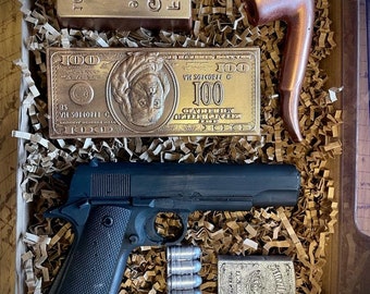 Unique Chocolate Gift, Christmas Chocolate Gift Box. Gun Shaped Chocolate, Realistic Gun Chocolate.