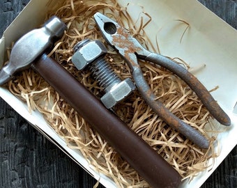 Repair set fine Belgium chocolate, Wrench Shaped Unique handmade chocolate, Hammer shaped ultra realistic chocolate, Gift Father.
