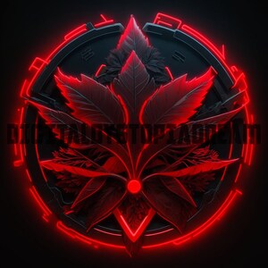 May include: A red and black stylized image of a leaf with a glowing red circle around it. The text "DIGITAL CYBERSPACE" is visible at the bottom of the image.