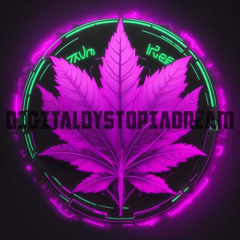 40 Weed Leafs Twitch Kick Sub Badges and Bit Badges for Streamers,VTubers - Pot leaf Logo,Clipart,Avatar, Cyberpunk Neon Transparent PNG image 6