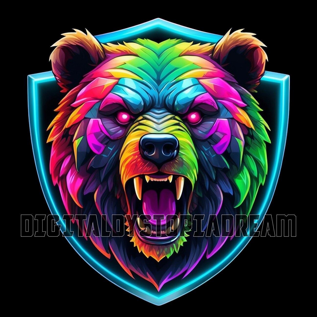 Unbranded Grizzly Bear Angry Red Eye Savage Attack Fender Emblem Badges – 2 Adhesive Black Badges