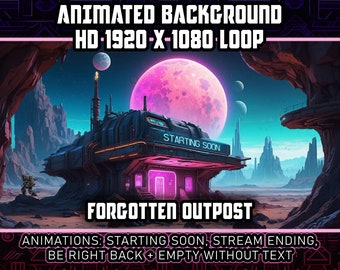 Cyberpunk Alien Planet Outpost Animated Virtual Background Vtuber Twitch Streaming Moving Wallpaper Loop HD, Outer Space Sci-Fi Cabin,AI Art