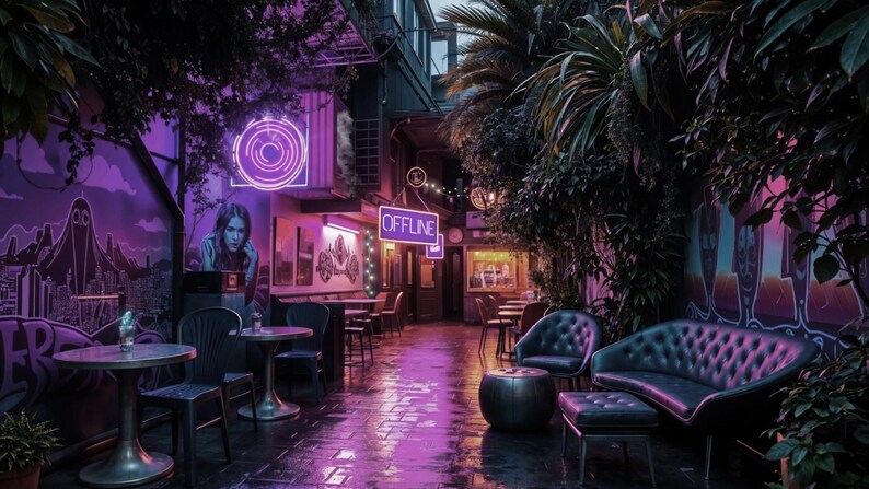Cyberpunk Backyard Bar Animated Virtual Background Vtuber Twitch ...
