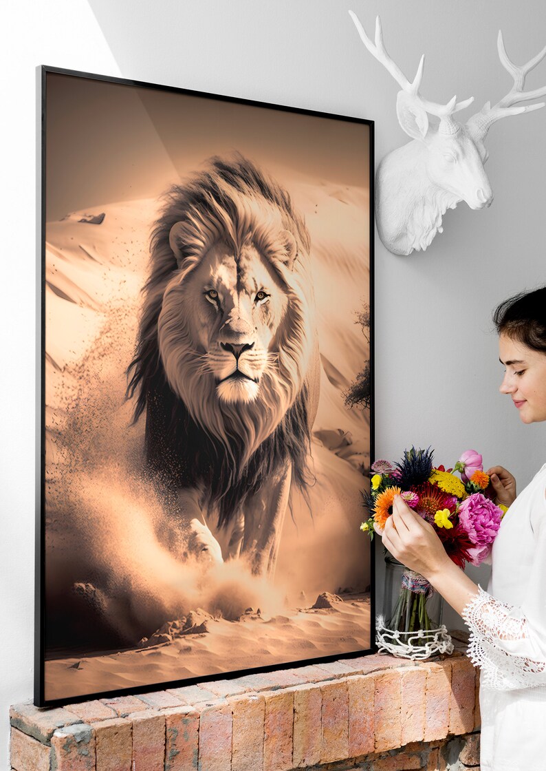 African Wall Decor Art Lion Big Five Collection Printable Etsy