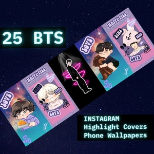 25 BTS KPOP Phone Wallpapers, Cute Kpop Cartoon Character, BTS Army Kpop Idols, Kpop Instagram Story Highlight Cover, Kpop Phone Lock Screen