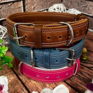 Customized Leather Dog Collar, Personalized Name Plate