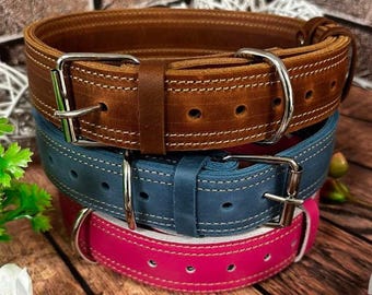 Customized Leather Dog Collar, Personalized Name Plate