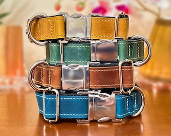 Personalized Leather Dog Collar: Custom Engraved Pet Collar