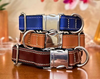 Engraved Leather Dog Collar: Personalized Sturdy Pet Collar
