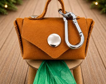 Handcrafted Leather Dog Poop Bag Dispenser: Stylish Waste Bag Holder