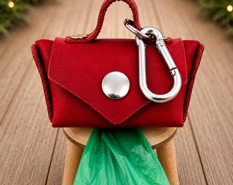 Luxury Leather Dog Poop Bag Dispenser: Handmade Waste Bag Holder