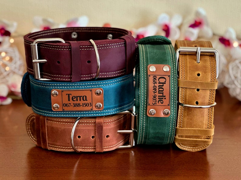 Heavy-duty leather collar, Personalized Dog Collar, Leather Dog Collar, Engraved Dog Collars, Custom Dog Collar, Rugged leather collar