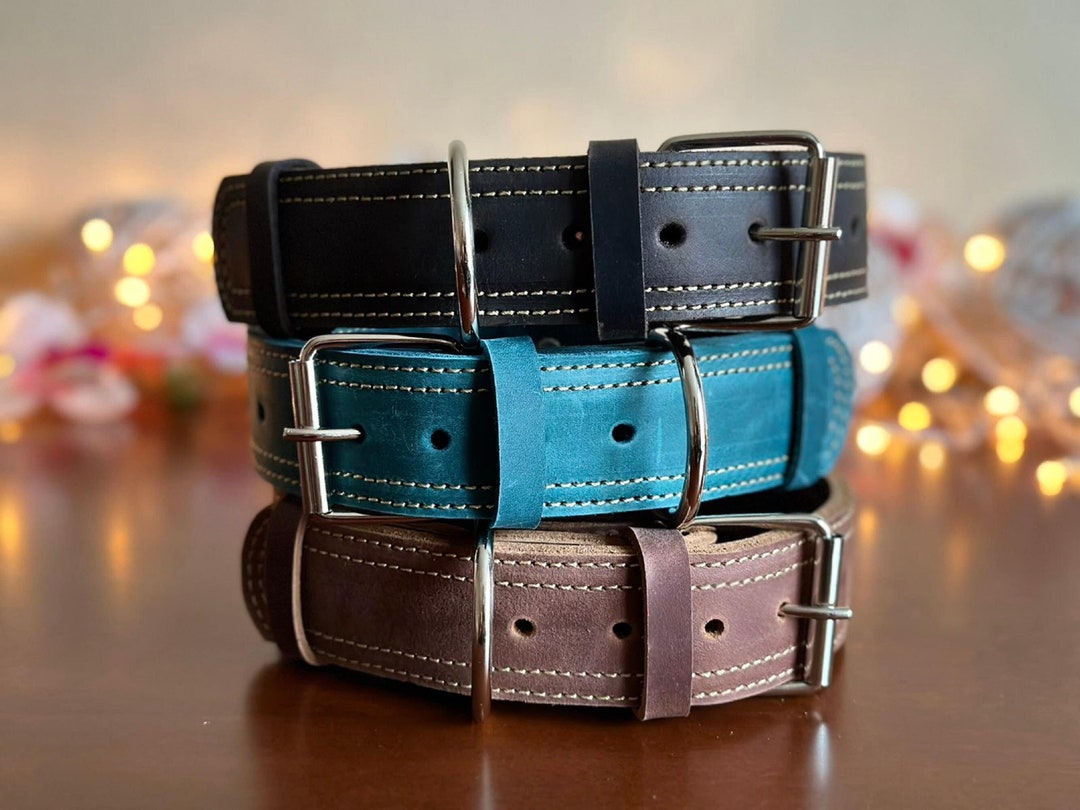 Engraved Wide Leather Dog Collar, Wide Leather Dog Collar Width Name