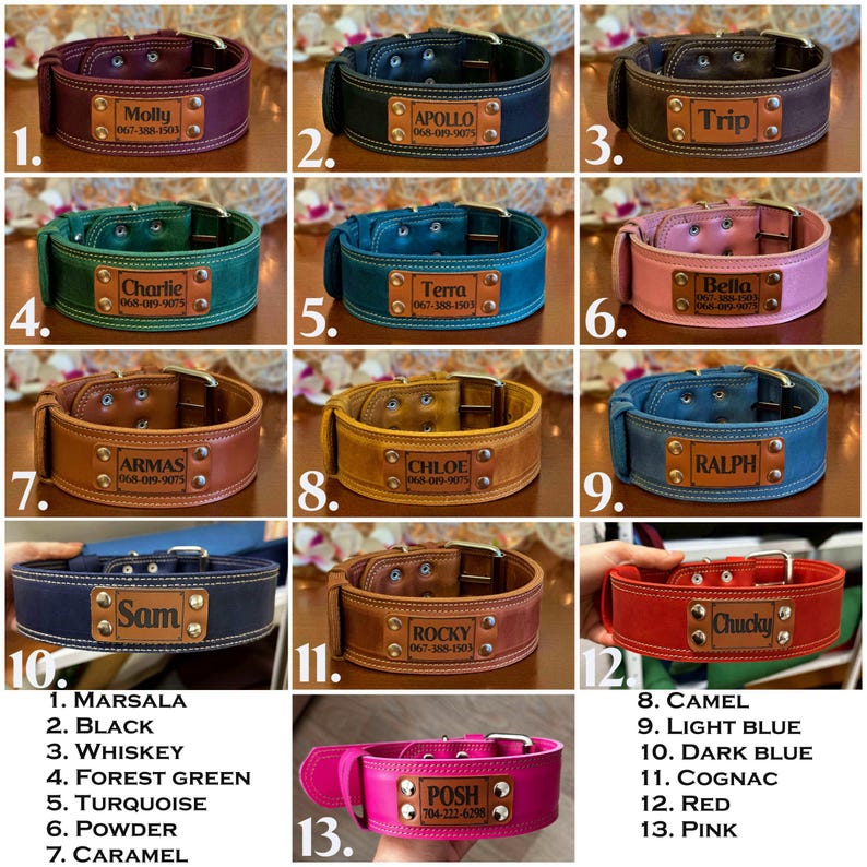 Heavy-duty leather collar, Personalized Dog Collar, Leather Dog Collar, Engraved Dog Collars, Custom Dog Collar, Rugged leather collar