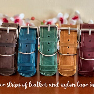 Leather Dog Collar, Sturdy Leather Dog Collar, Wide Leather Dog Collar, Engraved Real Solid Dog Collar with name plate