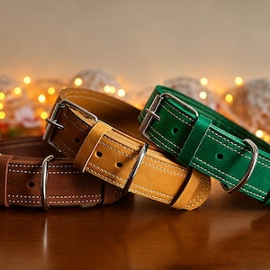 Personalized Leather Dog Collar, Engraved Nameplate