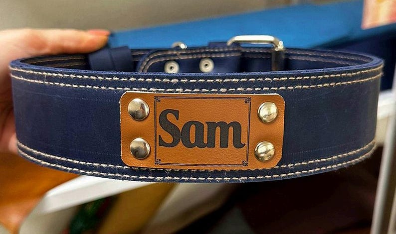 耐久性の高いレザー製犬用首輪、パーソナライズされた刻印入りカスタムフィット 画像 13
