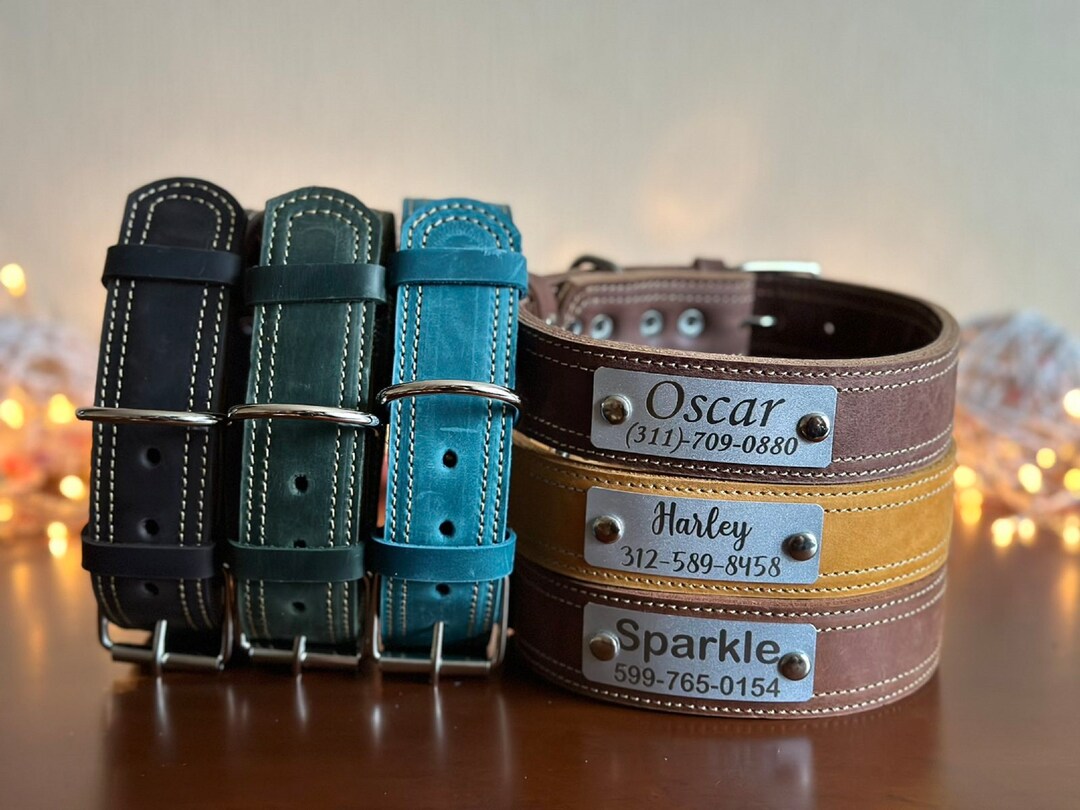 Thick Leather Dog Collars With Name, Cute Leather Dog Collar, Dog Collar Girl, Dog Collar Boy