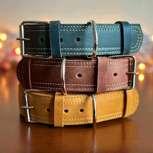 Personalized Leather Dog Collar, Engraved Dog Collar, Custom Dog Collar with Name Plate, Sturdy Leather Dog Collar