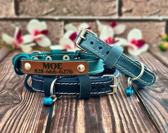 Personalisiertes Katzenhalsband aus Leder - Süß & Bequem für Kätzchen und Katzen, Katzenhalsband aus Leder mit Namen - Perfektes Geschenk für Katzenliebhaber