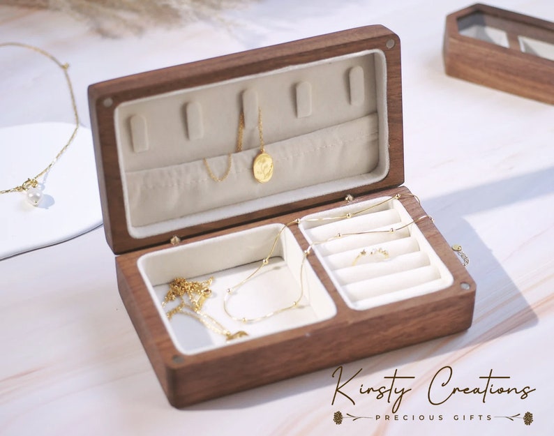 Birth Flower Wood Jewelry Box Vintage Jewelry Box Travel Etsy