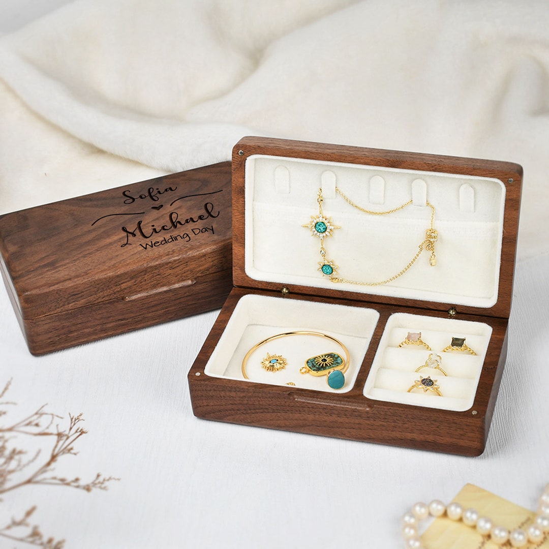 Custom Wood Jewelry Box Bridesmaid Jewelry Box portable Etsy UK
