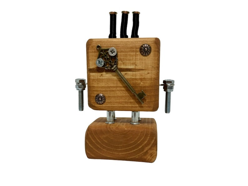 Winfredus Wooden Steampunk Robot Trophy customisable scifi Fantasy