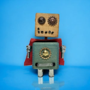 Simon - Wooden Steampunk Superhero Robot (SciFi Fantasy Odd Strange Unique Steam Hero Power Decor Industrial Unique Statue Sculpture Deko)