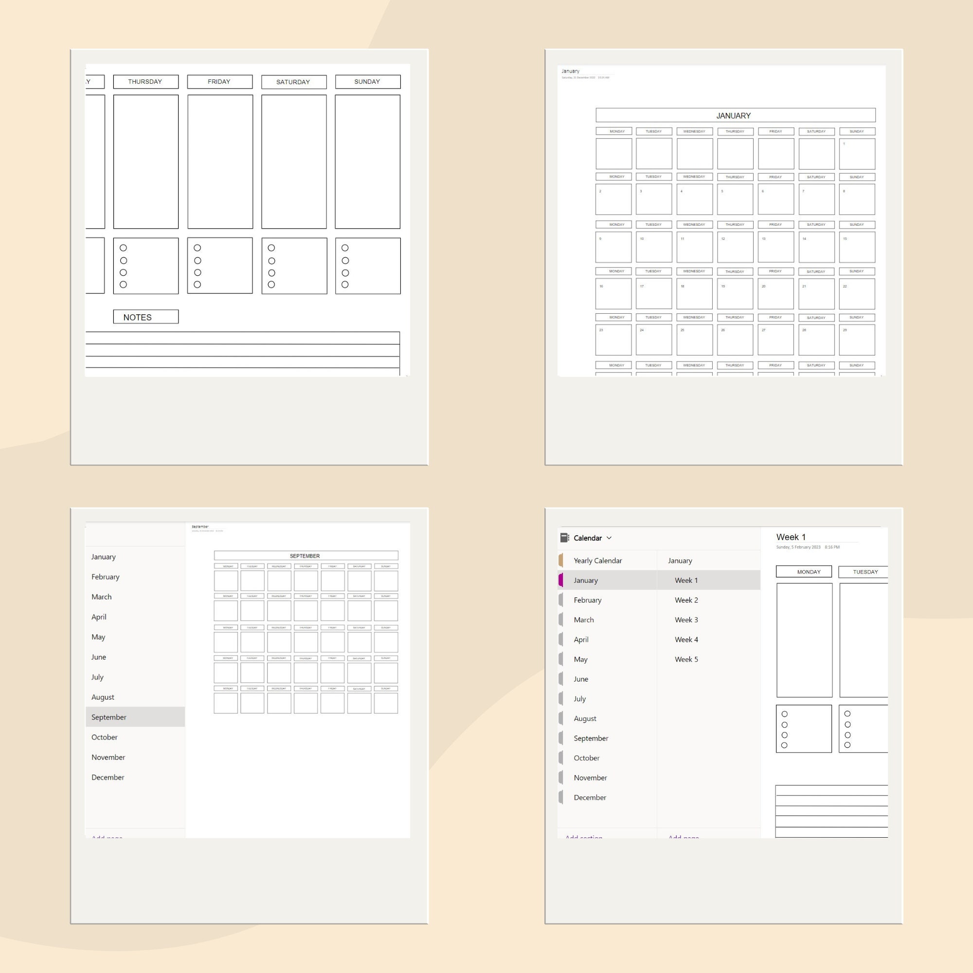 Onenote Digital Planner & Calendar Dated AND Undated - Etsy
