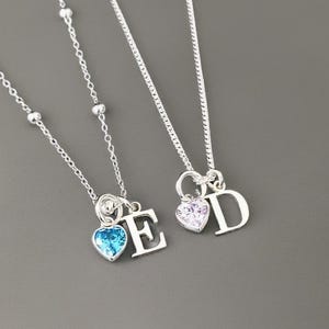 Initial Necklace, Birthstone Necklace, Sterling Silver, Initial, Birthstone, Sterling Silver Necklace Personalised Necklace, 925,