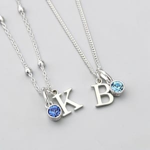 Initial Necklace, Birthstone Necklace, Sterling Silver, Initial, Birthstone, Sterling Silver Necklace Personalised Necklace, 925,