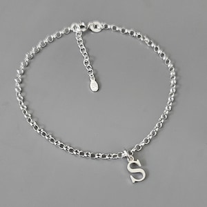 Initial Bracelet, Sterling Silver, Initial Charm Bracelet, Adjustable Bracelet, Silver Charm Bracelet, Personalised Bracelet, Silver