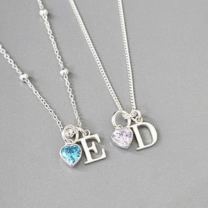 Collar con inicial, collar con piedra de nacimiento, plata de ley, inicial, piedra de nacimiento, collar de plata de ley, collar personalizado, 925,