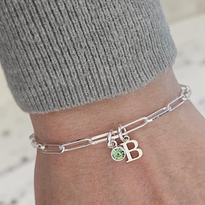 Gemarmband, Initialarmband, Födelsestensarmband, Gem, Länkarmband, Silvergemarmband, 925, Sterlingsilver