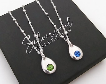 Birthstone Pendant Necklace, Sterling Silver Birthstone, Sterling Silver Necklace Personalised Necklace, 925,